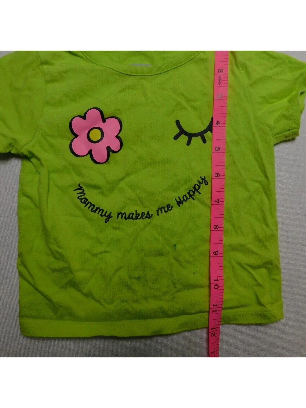 Garanimals Baby Girls 18M Lime Green Shirt Mommy Makes Me Happy Flower Graphic